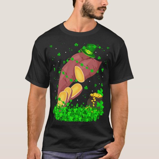 Irish Shamrock Leprechaun Sweet Potato St Patrick' T-Shirt (Vorderseite)
