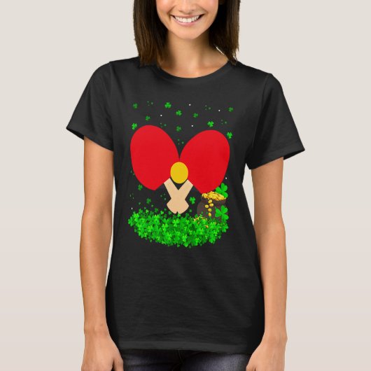 Irish Shamrock Leprechaun Table Tennis St Patrick' T-Shirt (Vorderseite)