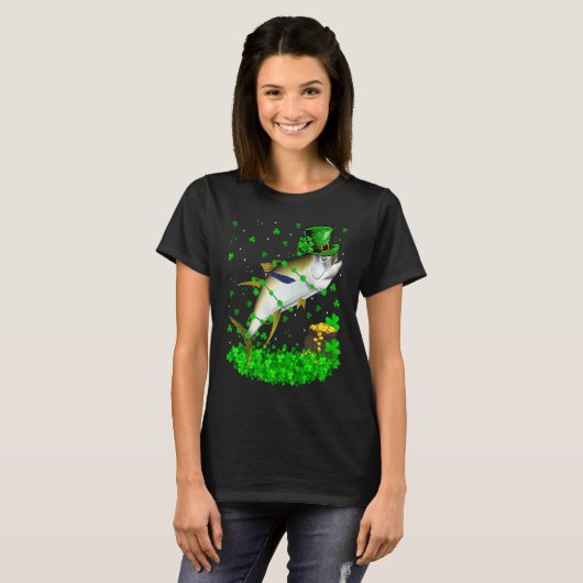 Irish Shamrock Leprechaun Tuna Fish St Patrick's D T-Shirt (Vorne ganz)