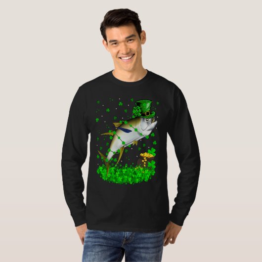 Irish Shamrock Leprechaun Tuna Fish St Patrick's D T-Shirt (Vorne ganz)