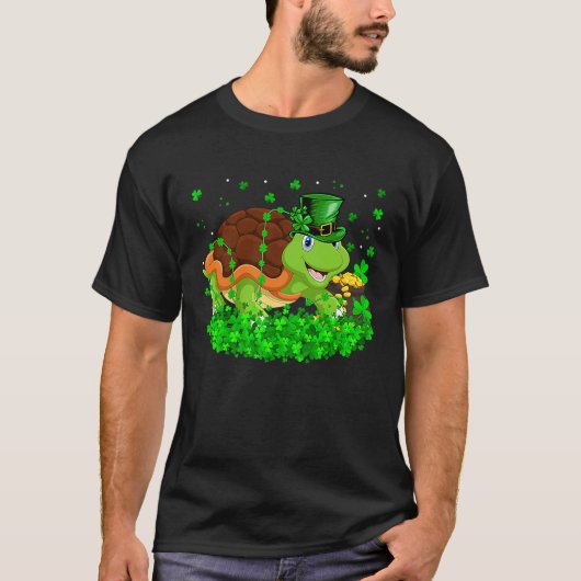 Irish Shamrock Leprechaun Turtle St Patrick's Day T-Shirt (Vorderseite)