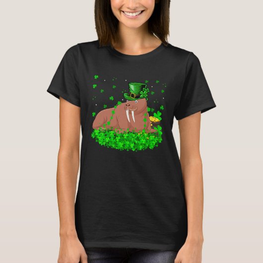 Irish Shamrock Leprechaun Walrus St Patrick's Day T-Shirt (Vorderseite)