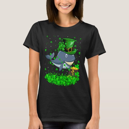 Irish Shamrock Leprechaun Whale St Patrick's Day T-Shirt (Vorderseite)