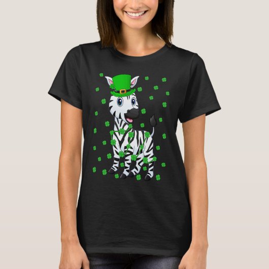 Irish Shamrock Leprechaun Zebra St Patrick's Day T-Shirt (Vorderseite)