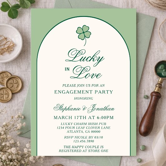 Irish Shamrock Lucky in Love Engagement Party Einladung