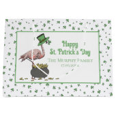 Irish Shamrock Pink Flamingo St Patricks Day Große Geschenktüte (Vorderseite)
