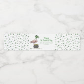 Irish Shamrock Pink Flamingo St Patricks Day Wasserflaschenetikett (Einzelnes Label)