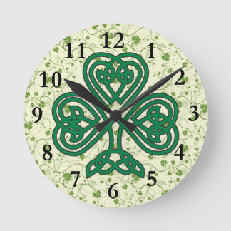 IRISH SHAMROCK SYMBOL CLOCK RUNDE WANDUHR