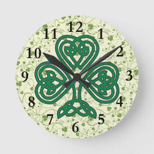 IRISH SHAMROCK SYMBOL CLOCK RUNDE WANDUHR (Vorderseite)