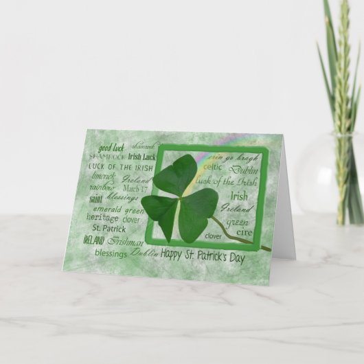 Irish Shamrock with Rainbow for St. Patrick's Day Karte (Vorderseite)