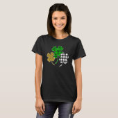Irish Shamrocks Leopard Buffalo Plaid St Patrick's T-Shirt (Vorne ganz)