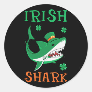 Irish Shark Kleeblatts St Patrick Day Runder Aufkleber