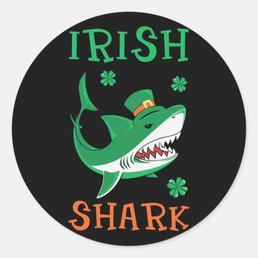 Irish Shark Kleeblatts St Patrick Day Runder Aufkleber (Vorderseite)