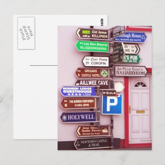 Irish Signpost Postkarte (Vorne/Hinten)