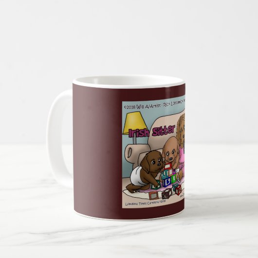 Irish Sitter, Babysitting Dog Funny Coffee Tasse (Vorderseite Links)