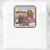 Irish Sitter - Große rote Hunde, die Babysitter si Quadratischer Aufkleber (Tasche)