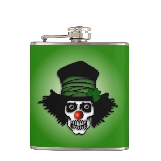 Irish Skeleton Clown Green Flachmann (Vorderseite)