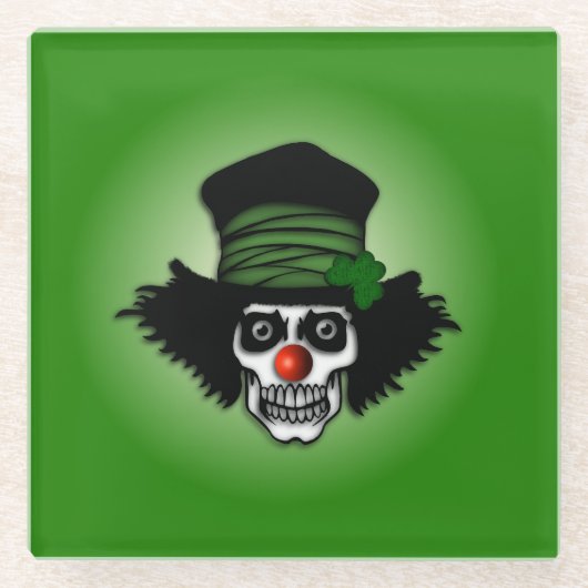 Irish Skeleton Clown Green Glasuntersetzer (Vorderseite)