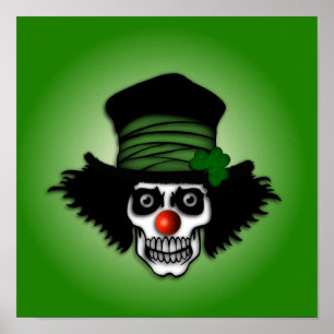 Irish Skeleton Clown Green Poster