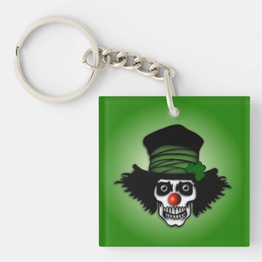 Irish Skeleton Clown Green Schlüsselanhänger (Vorderseite)