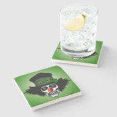 Irish Skeleton Clown Green Steinuntersetzer (Seitenansicht)