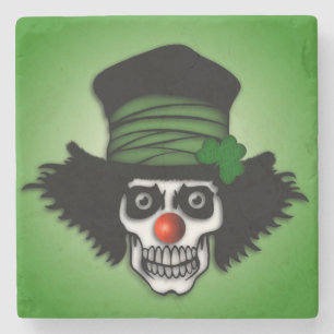 Irish Skeleton Clown Green Steinuntersetzer