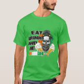 Irish Skull leperchan trinken Bier T-Shirt (Vorderseite)