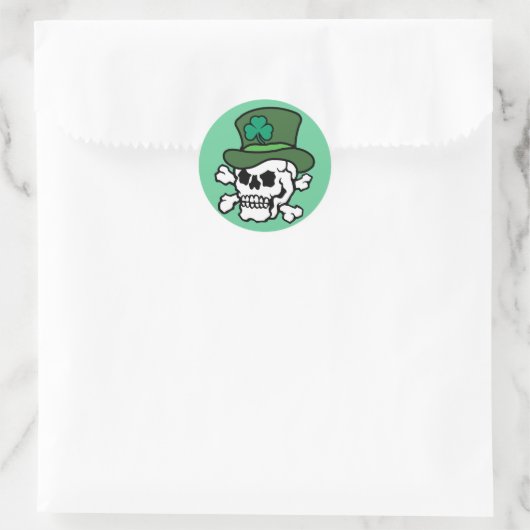 Irish Skull Runder Aufkleber (Tasche)