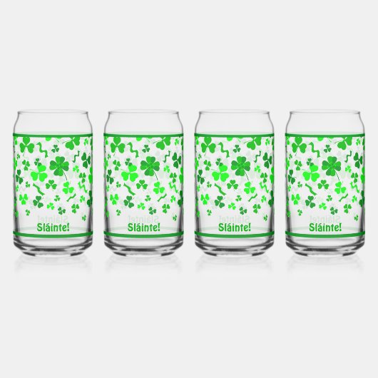 Irish Sláinte Lucky Shamrocks Design Personalized Dosenglas (Hinten)