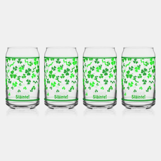 Irish Sláinte Lucky Shamrocks Design Personalized Dosenglas (Vorderseite)
