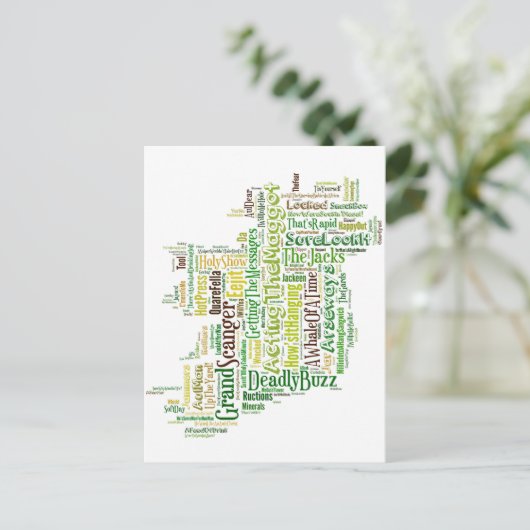 Irish Slang Map Postkarte (Stehend Vorderseite)