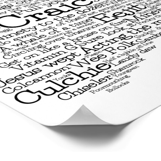 Irish Slang Word Art Map Poster (Ecke)