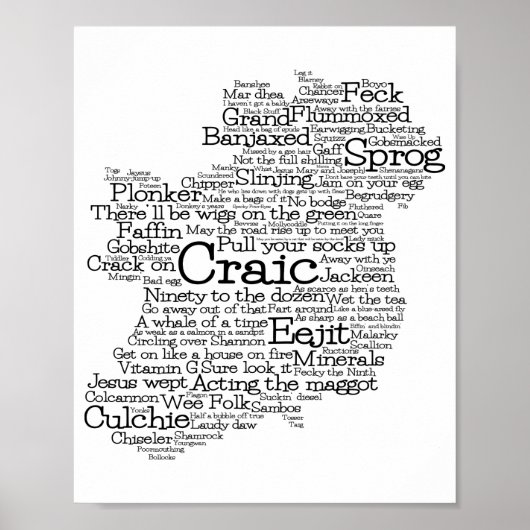 Irish Slang Word Art Map Poster (Vorne)