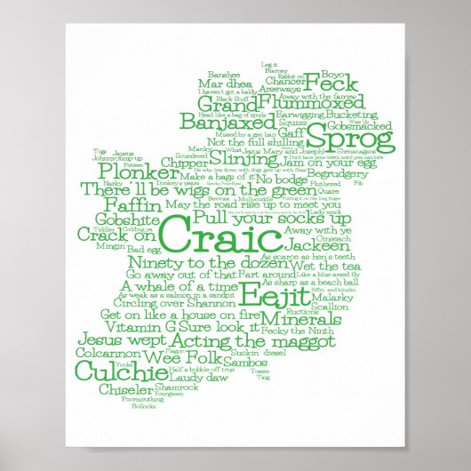 Irish Slang Word Art Map Poster (Vorne)