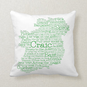 Irish Slang Word Art Map Throw Pillow Kissen