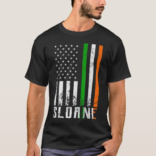 Irish SLOANE Family American Flag Ireland Flag T-Shirt (Vorderseite)