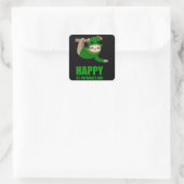 IRISH SLOTH Happy St Patricks Day Geschenk Kinder Quadratischer Aufkleber (Tasche)