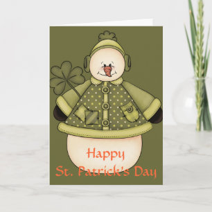 Irish Snowman d2 St. Patrick's Day Grußkarte Karte