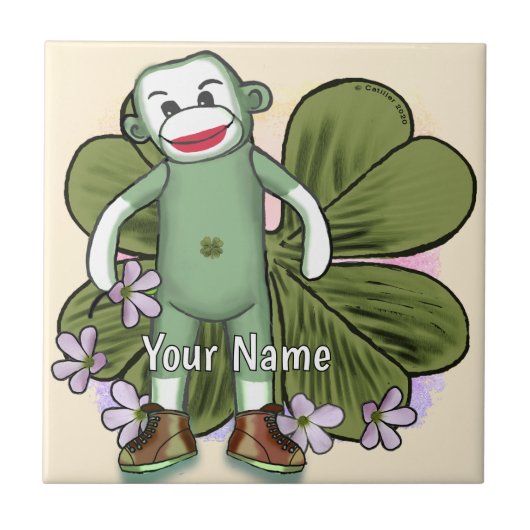 Irish Sock Monkey Fliese (Vorderseite)