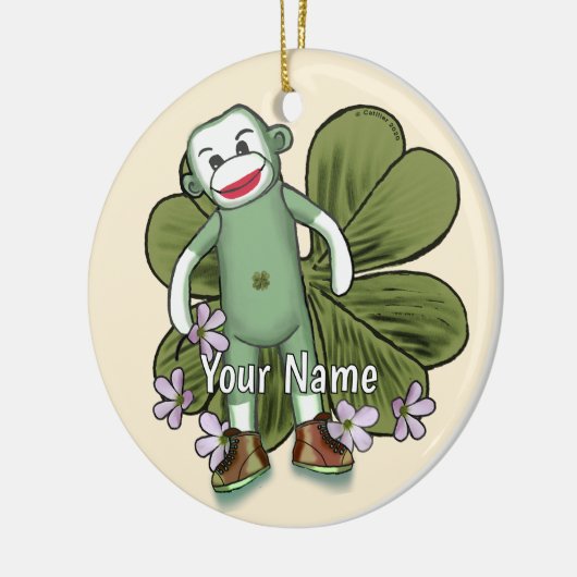 Irish Sock Monkey Keramik Ornament (Links)