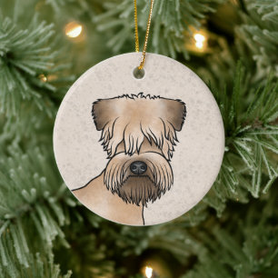 Irish Soft Coated Wheaten Terrier Cartoon Dog Head Keramik Ornament
