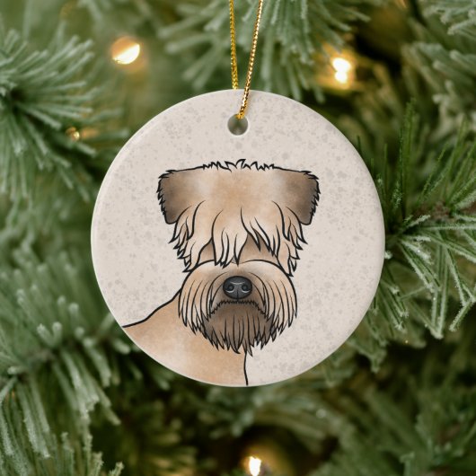 Irish Soft Coated Wheaten Terrier Cartoon Dog Head Keramik Ornament (Baum)