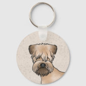 Irish Soft Coated Wheaten Terrier Cartoon Dog Head Schlüsselanhänger (Vorderseite)