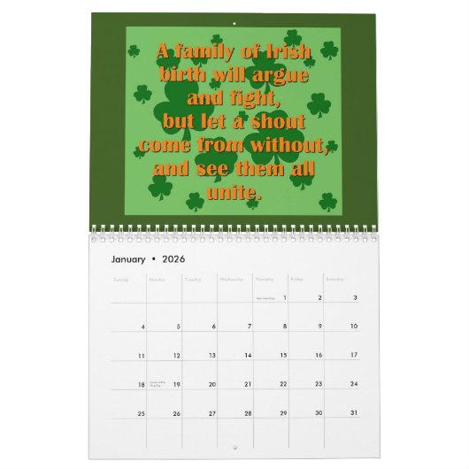 Irish Spaß & Pride Kalender (Jan 2026)