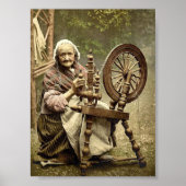 Irish Spinner and Spinning Wheel. Grafschaft Galwa Poster (Vorne)