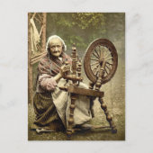Irish Spinner and Spinning Wheel. Grafschaft Galwa Postkarte (Vorderseite)