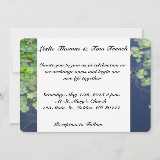 Irish Spring Clover Hochzeit Einladung (Rückseite)