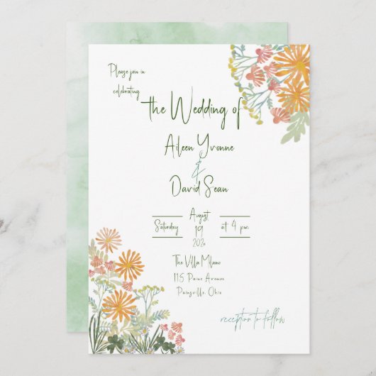 Irish Springtime Daisies Wedding Einladung (Vorne/Hinten)