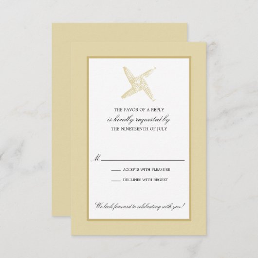 Irish St. Brigid's Cross Wedding RSVP Einladung (Vorne/Hinten)