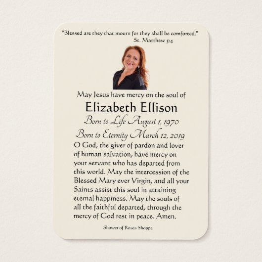 Irish St. Patrick Funeral Memorial Gebet (Rückseite)